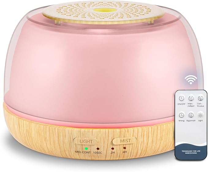 300ml Essential Oil Diffuser with Remote Control, 7-Color LED Lights, 4 Timer Modes, Quiet Ultrasonic Aromatherapy for Home, Office, Room, Small & Stylish Design by Marchred