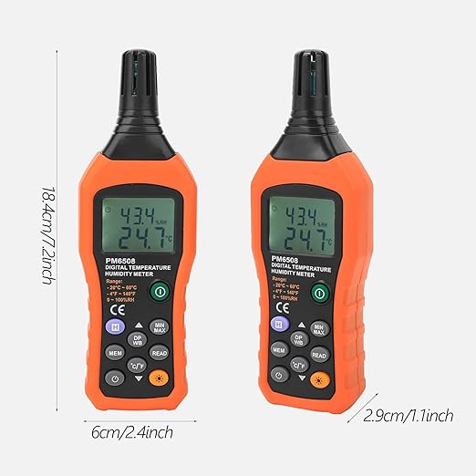 Digital Humidity and Temperature Meter MS6508 Handheld Portable Thermometer Humidity Gauge Meter Monitor with Dew Point and Wet Bulb Backlight LCD Display for Daily Life Industry Agriculture - Image 3