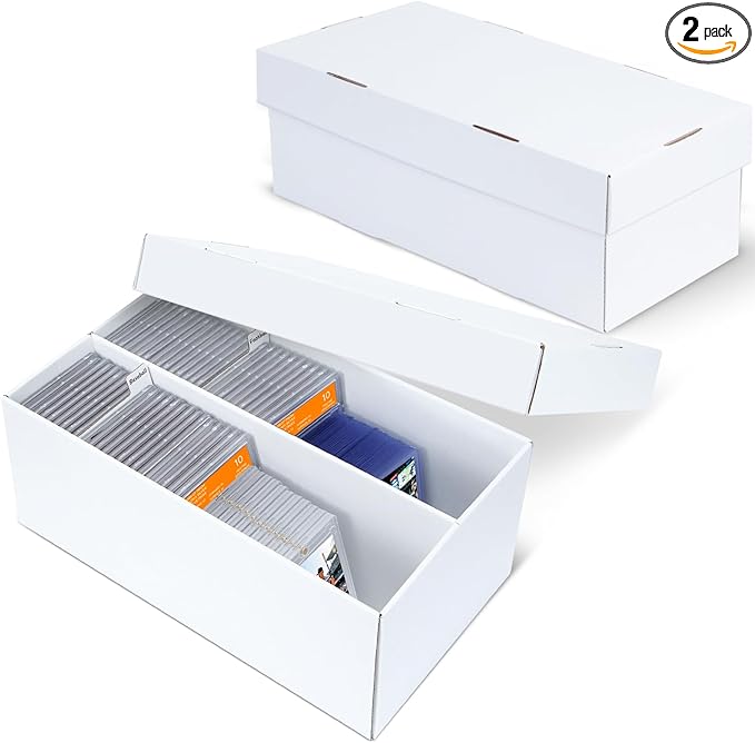 Pulchra 2 Pack Trading Graded Card Storage Box - 2 Rows Graded Card Case Holds 88 PSA Slab Cards, Graded Card, Cardboard Holder Organizer Boxes with Dividers for Sport Cards PSA/GMA/CSG/SGC/HGA/MTG by Unknown