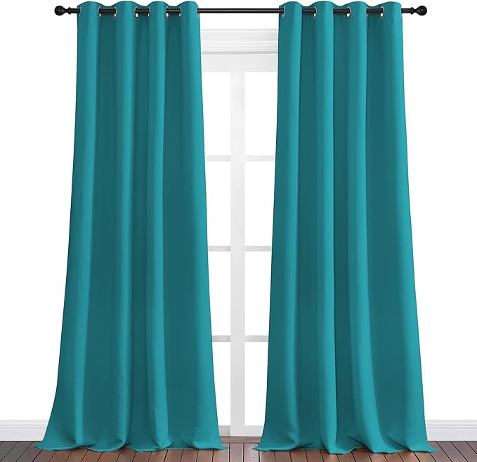 NICETOWN Room Darkening Curtains 108 inch Length 2 Panels, Peacock Teal, 2 Pieces, W55, Thermal Insulated Grommet Blackout Curtains for Modern Casual Elegant Bedroom Kids Room Theme Decoration - Image 2