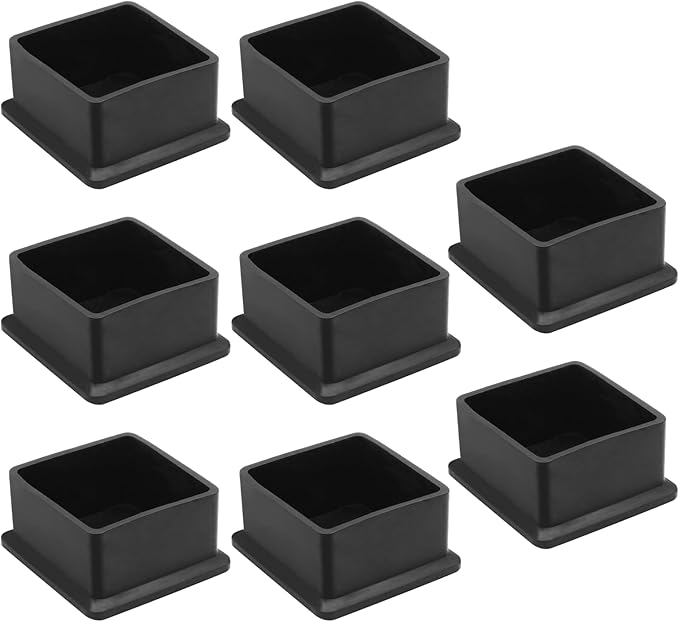 8 Pcs Square PVC Furniture Leg Caps (2" x 2"), Vinyl Flexible Chair Leg Floor Protectors for Patio Indoor Chair Table Bed, 50mm x 50mm by Bonsicoky