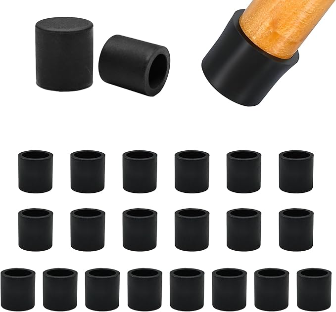 5/8" (15.7mm) Silicone Chair Leg Floor Protectors, Rubber Chair Leg Caps, Non-Slip Furniture Pads Round Chair Feet Covers End Caps for Hardwood Floors, Patio & Table Foots, Black (20PCS) by EASYEAH