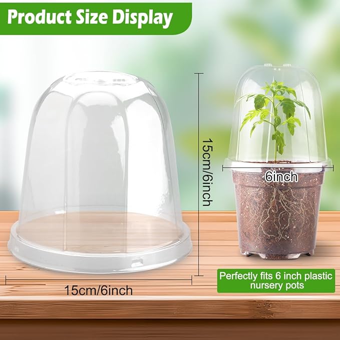 6 Inch Clear Humidity Dome, 30 Pcs Adjustable Plant Pot Domes Compatible with 6" Nursery Pots, Reusable Transparent Grow Dome Cover for Seed Starter Pots Outdoor Gardening Plant Growth - Image 5