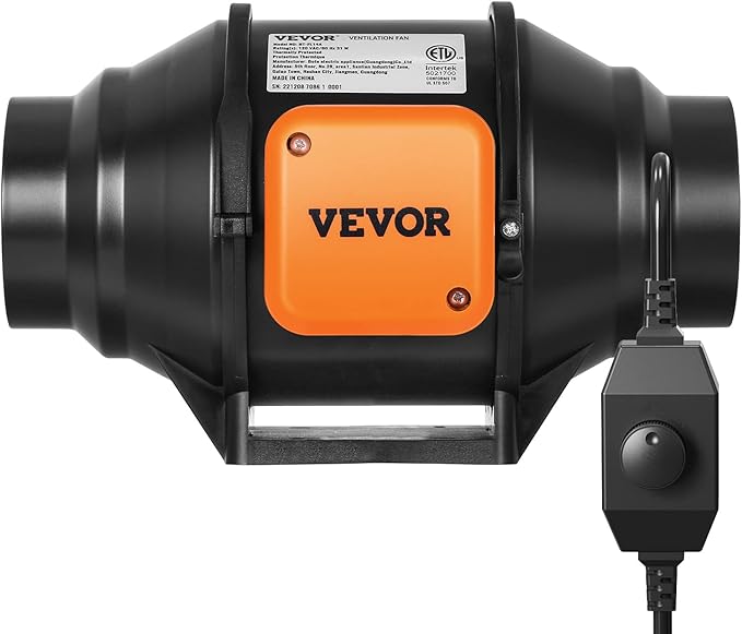 VEVOR Inline Duct Fan, 4-Inch 200 CFM with Variable Speed Controller, Quiet AC-Motor Ventilation Exhaust Fan for Cooling Booster, Grow Tents, Hydroponics - Image 9