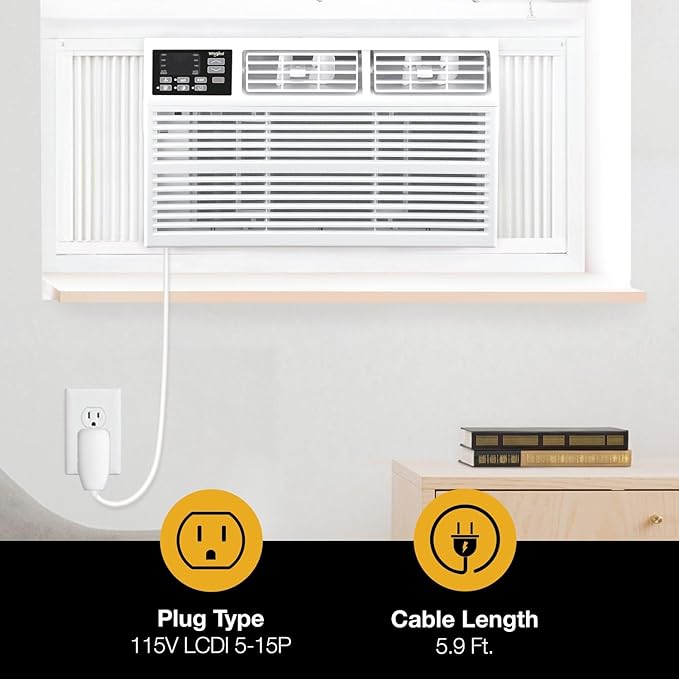 Whirlpool 10,000 BTU Window Air Conditioner with Dehumidifier, 115V, Window AC for Rooms up to 450 Sq. Ft., Living Room, Bedroom, or Kitchen, with Remote Control, Digital Display, and 24H-Timer, White - Image 10
