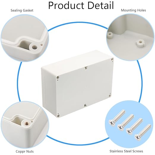 Project Box IP65 Waterproof Junction Box ABS Plastic Electrical Boxes DIY Electronic Project Case Power Enclosure White 9.06x5.90x3.43 inch (230 x 150 x87 mm) - Image 5