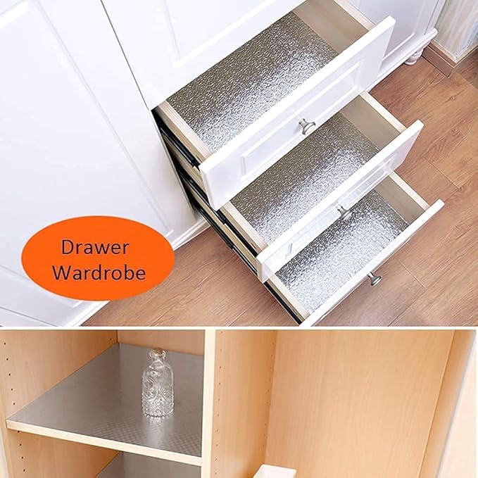 Kitchen Backsplash Wallpaper Peel and Stick Aluminum Foil Contact Paper Self Adhesive Oil-Proof Waterproof Heat Resistant Wall Sticker for Countertop Drawer Liner Shelf Liner(15.7X394 Inches) - Image 7