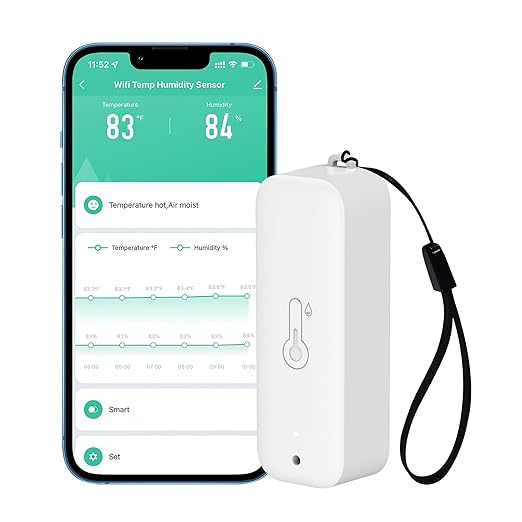WiFi Thermometer Hygrometer: Smart Temperature Humidity Sensor with App Notification Alert, Data Storage Export, Calibrated Indoor Temperature Monitor, for Room Greenhouse Wine Cellar (1-Pack White) by GaoducashforSmartLife