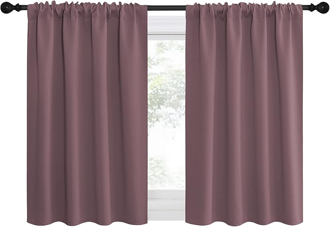 NICETOWN Kitchen Curtains, Short Blackout Curtains & Drapes, Small Window Draperies for Dining Room, Cupboard (Dry Rose, 42" W by 36" L, Set of 2) - Image 2