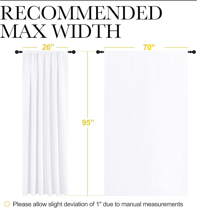 NICETOWN White Bedroom Curtain Panels - Multi-Function Noise Reducing Performance Window Treatment Thermal Insulated Rod Pocket Room Darkening Drapes for Nursery (2 Panels, 70 in x 95 in (W x L)) - Image 7