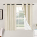 H.VERSAILTEX 100% Blackout Curtains for Bedroom Thermal Insulated Linen Textured Curtains Heat and Full Light Blocking Drapes Living Room Curtains 2 Panel Sets, 42x45 Inch, Bleached Sand by HVERSAILTEX