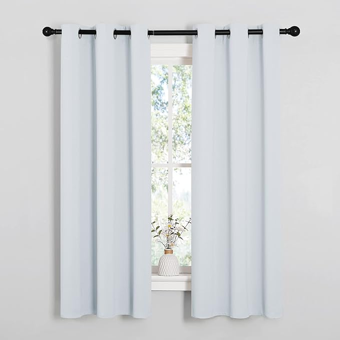 NICETOWN Room Darkening Draperies Curtains Panels, Window Treatment Thermal Insulated Grommet Room Darkening Curtains/Drapes for Bedroom (Greyish White, 2 Panels, 34 by 63) - Image 2