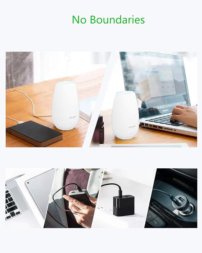 SOICARE Car Diffuser (2nd Generation), Small Portable Car Essential Oil Diffuser with Built-in USB Cable, Mini Aromatherapy Air Scent Humidifier Diffuser for Travel/Office/Home (White) - Image 4
