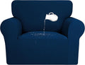PureFit 100% Dual Waterproof Couch Cover Slipcovers for Couches and Sofas - Stretch Non Slip Fleece Sofa Covers Washable, Leakproof Furniture Protector for Kids, Pets, Dog (Chair, Navy) by PureFit