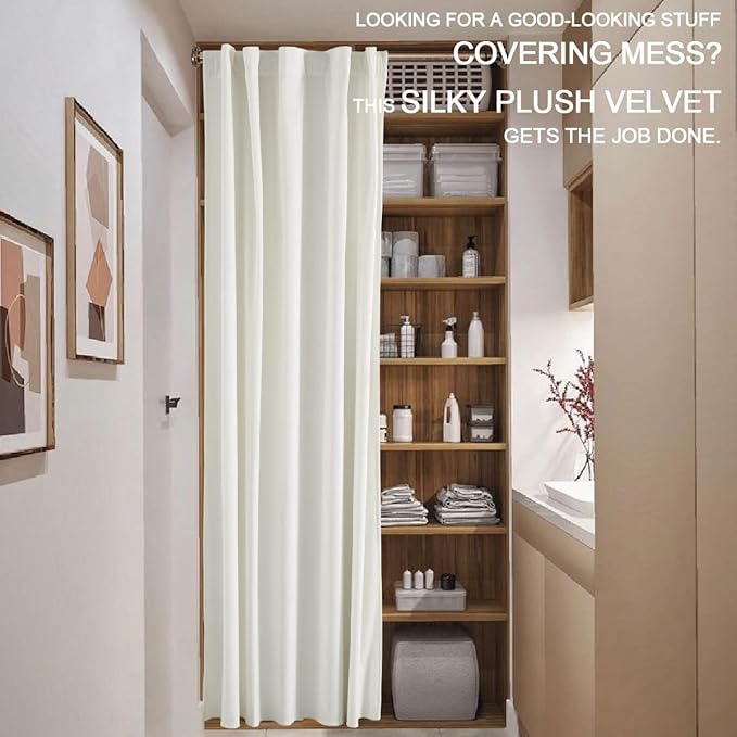 XTMYI Velvet Closet Curtain for Open Closet, Soft Doorway Curtain Panel, Privacy & Thermal Cover for Bedroom, 80 Inches Long - Image 9
