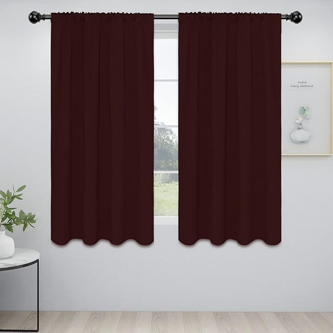 Easy-Going Rod Pocket Blackout Curtains for Bedroom, Room Darkening Window Curtains for Living Room, Thermal Insulated Noise Reduction Solid Window Drapes, 2 Panels(42x63 in, Wine) by Easy-Going