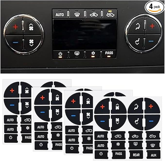 AC Dash Button Repair Kits, Repair for Ruined Faded A/C Control Buttons Car Fixing Decal Replacement Compatible with Most Vehicles - Car Truck SUV Van Accessories (4 PCS) by JOYCOURT