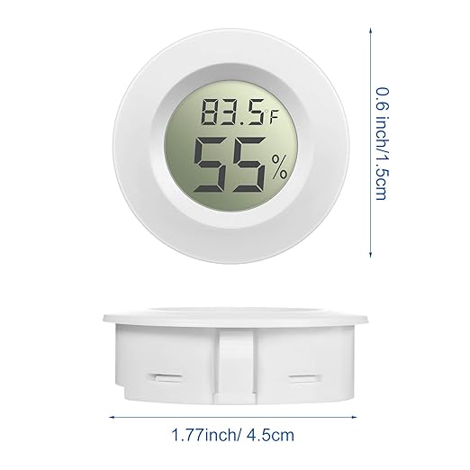 Weewooday 8 Pcs Mini Hygrometer Thermometer Round Digital Humidity Gauge Monitor Electronic Humidity Temperature Meter LCD Display Indoor Outdoor Hygrometer Thermometer for Home Kitchen (White) - Image 2