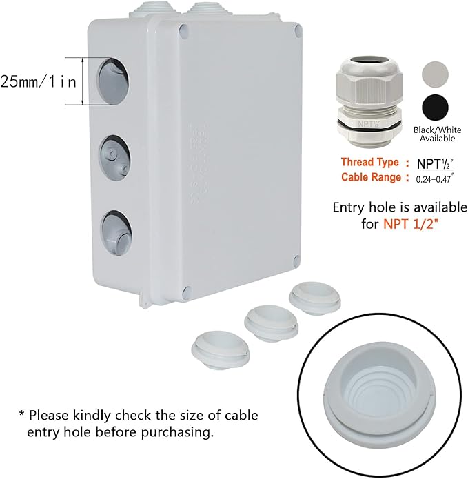 LeMotech ABS Plastic Dustproof Waterproof IP65 Junction Box Universal Electrical Project Enclosure White 5.9 x 4.3 x 2.8 inch (150 x 110 x 70 mm)(Pack of 2) - Image 5