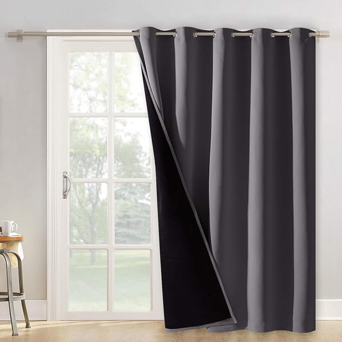 NICETOWN 100% Blackout Privacy Curtain, Room Divider, Closet Door Cover (1 Panel, 62" x 84", Gray) by NICETOWN