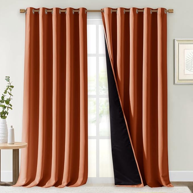 NICETOWN Full Shading Curtains for Windows, Super Heavy-Duty Black Lined Blackout Curtains for Bedroom, Privacy Assured Window Treatment (Burnt Orange, Pack of 2, 70 inches W x 95 inches L) by NICETOWN