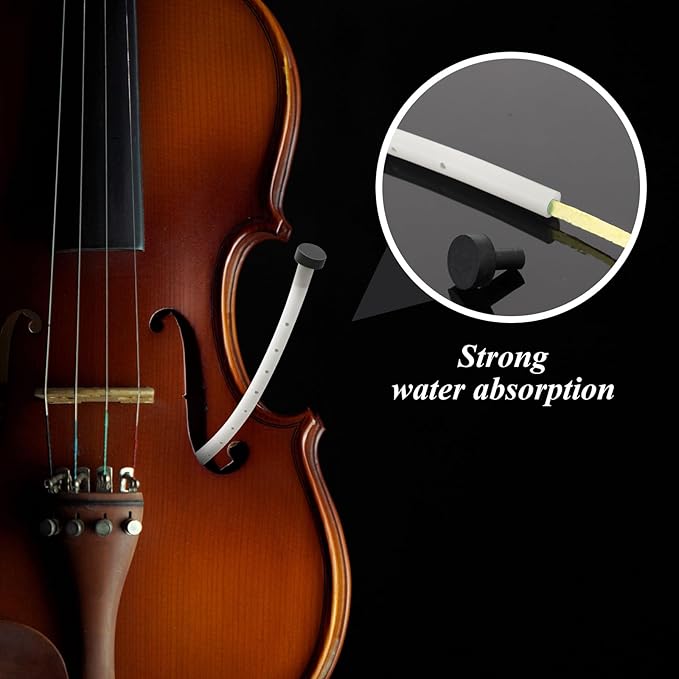 Kathfly 2 Pcs Violin Humidifier Instrument Accessory Violin Sound Hole F Hole Humidifier with Microfiber Cleaning Cloth to Prevent Cracking Buzzing Protruding Fret Ends Top Sink Dryness(White, Green) - Image 5