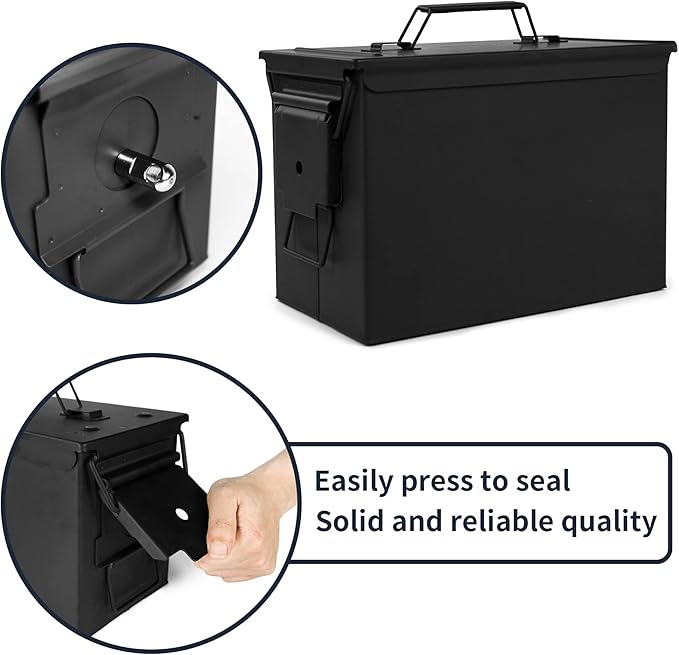GUGULUZA Metal Ammo Can 30/50 Cal, Lockable Bullet Storage Case, Waterproof & Airtight Containers Box with Flip Top for Long-Term Storage Shotgun, Rifles, Pistols Ammunition - Image 5