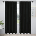 Easy-Going Rod Pocket Blackout Curtains for Bedroom, Room Darkening Window Curtains for Living Room, Thermal Insulated Noise Reduction Solid Window Drapes, 2 Panels(52x96 in, Black) by Easy-Going