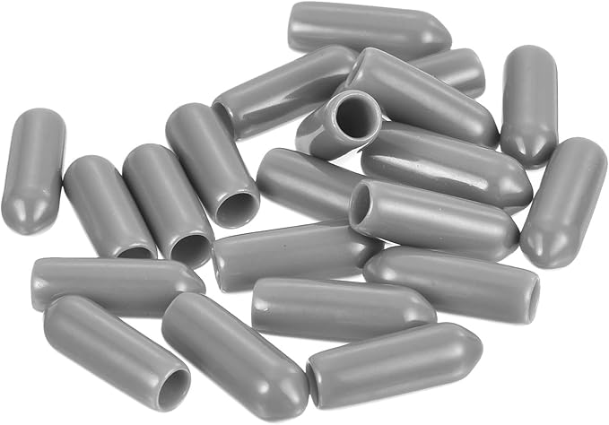 uxcell 20pcs Rubber End Caps Protective Caps 4.5mm ID Vinyl PVC Round Tube Bolt Cap Cover Screw Thread Protectors, Light Grey - Image 4