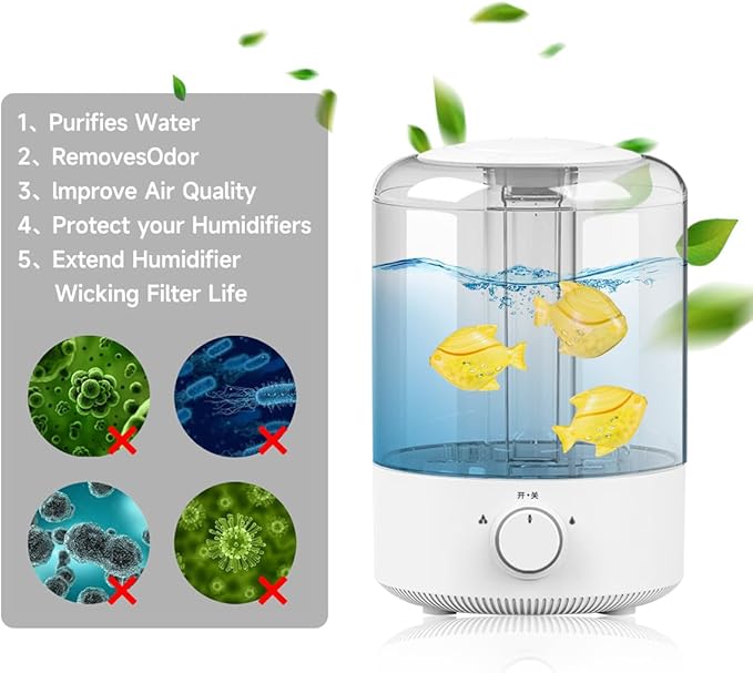 Humidifier Tank Cleaner, Raipoment 10PCS Universal Humidifier filters fish Compatible with Drop,Droplet, Warm&Cool Mist Humidifiers,Fish Tank[Keep The Water (Fish-yellow) - Image 2