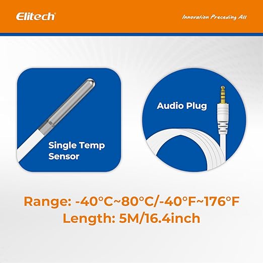 Elitech Temperature Probe for RCW-360Pro, -40°F to 176°F, 16.4ft Cable Auto-Detection Digital Sensor with Individual Calibration Certificate for Medical Pharma Cold Chain Validation, TD3X-TE-R-5M - Image 3