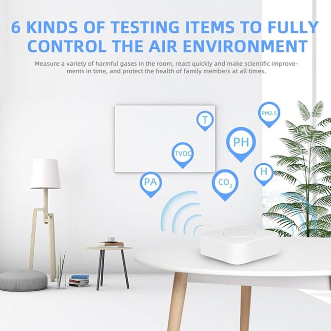 Zigbee Intelligent Air Housekeeper 6-in-1 Air Quality Monitor PM2.5/Formaldehyde/TVOC/CO2/Temperature/Humidity Detector for Home Office - Image 7