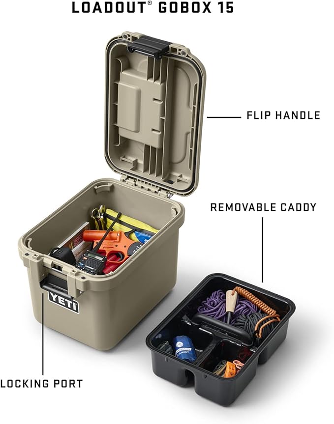 YETI LoadOut 15 GoBox Divided Waterproof Cargo Case, Dry Box, Camera Case, Fishing Tackle Box, King Crab - Image 2