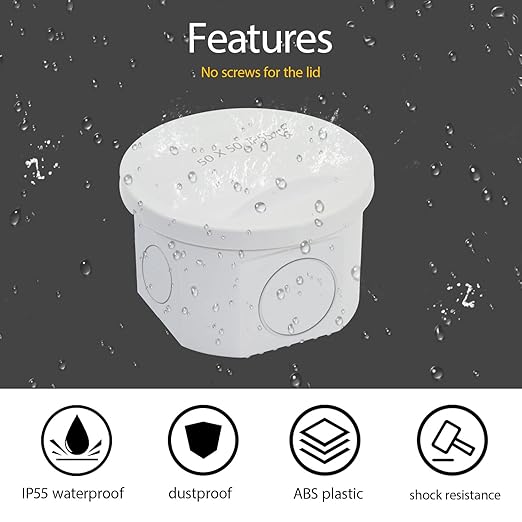 LeMotech Junction Box, Electrical Box IP55 Water Resistant Dustproof ABS Plastic Project Enclosure for Electronics White, External Size D2.9 x H1.7 inch - Image 5