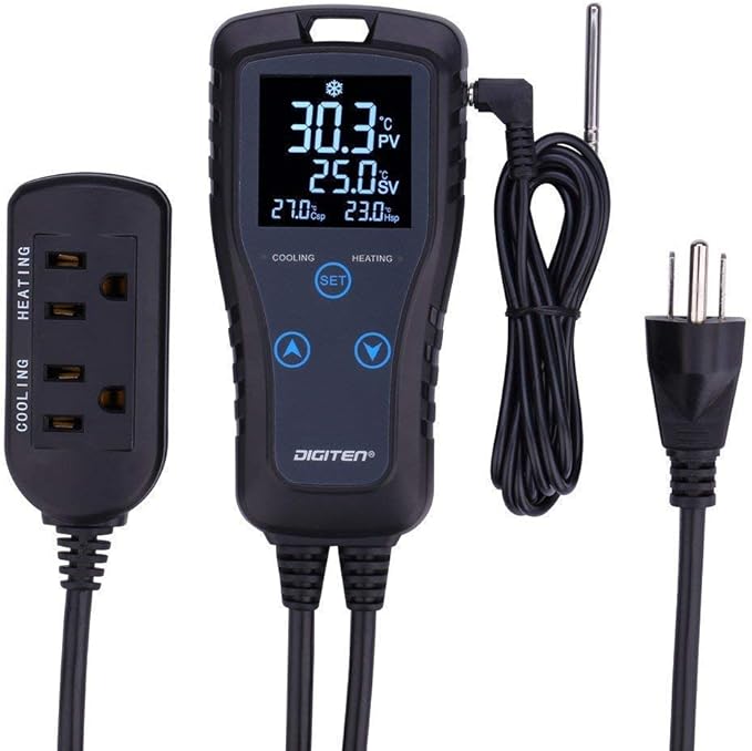 Digital Temperature Controller 2-Stage Thermostat Outlet Heating & Cooling Mode for Chest Freezer Refrigerator Homebrew Fermenter Greenhouse 110V 10A 1100W - Image 5