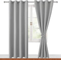 Hiasan Blackout Curtains for Bedroom, 52 x 84 Inches Long - Thermal Insulated & Light Blocking Window Curtains for Living Room, 2 Drape Panels Sewn with Tiebacks, Silver Grey by Hiasan