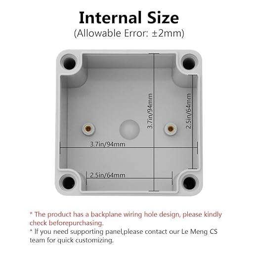 LeMotech IP67 Waterproof Junction Box ABS Plastic Project Box Dustproof Electrical Box Outdoor Enclosure for Electronics DIY Case Gray 3.9X 3.9X 3 inch (100x 100x 75 mm),2 Pack - Image 3