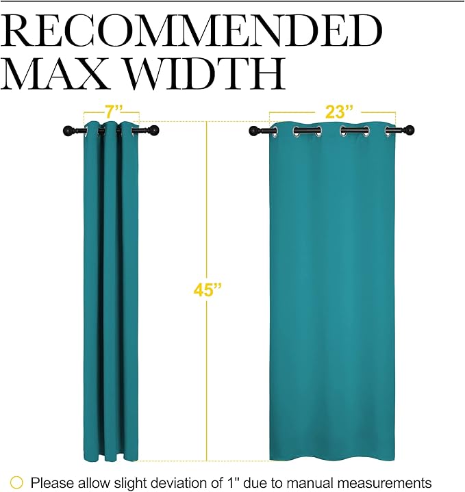 NICETOWN Room Darkening Curtains 45 inch Length 2 Panels, Thermal Insulated Grommet Blackout Curtains for Modern Casual Elegant Bedroom Kids Room Theme Decoration (Peacock Teal, 2 Pieces, W29) - Image 7