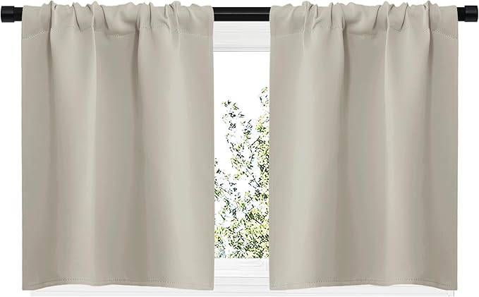 NICETOWN Blackout Curtains for Living Curtains, Room Darkening Window Curtain Panels, Easy-Care Solid Thermal Insulated Draperies/Drapes for Daughter Room (Natural, 2 Panels, 29 by 20) - Image 2