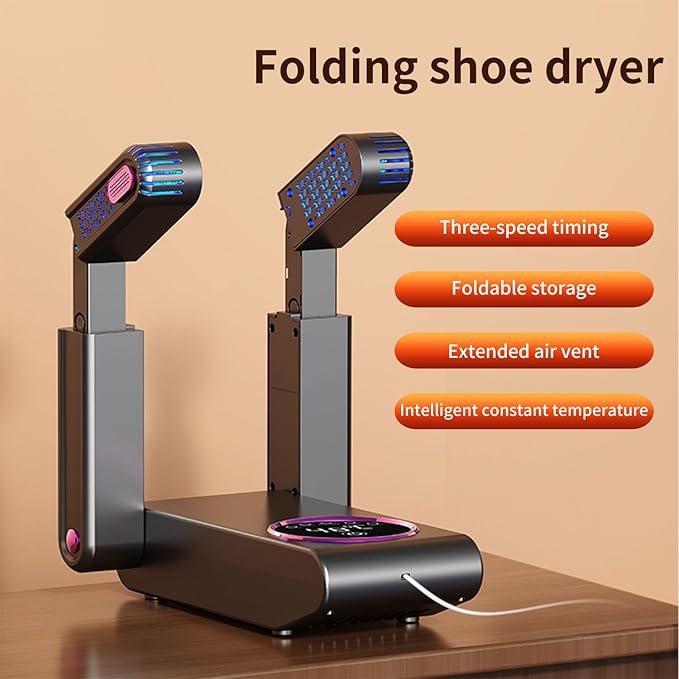 Shoe dryer, retractable shoe drying device with timer, effectively removes moisture, prevents odors, and keeps shoes and gloves dry and fresh. - Image 2