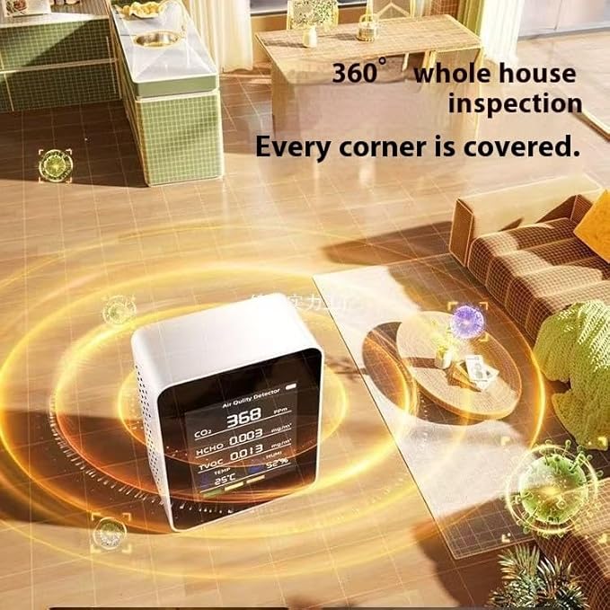 5 in 1 Air Quality Monitor CO2 Meter Carbon Dioxide Detector CO2 CO TVOC HCHO PM2.5 PM1.0 PM10 Temperature Humidity Detection - Image 4