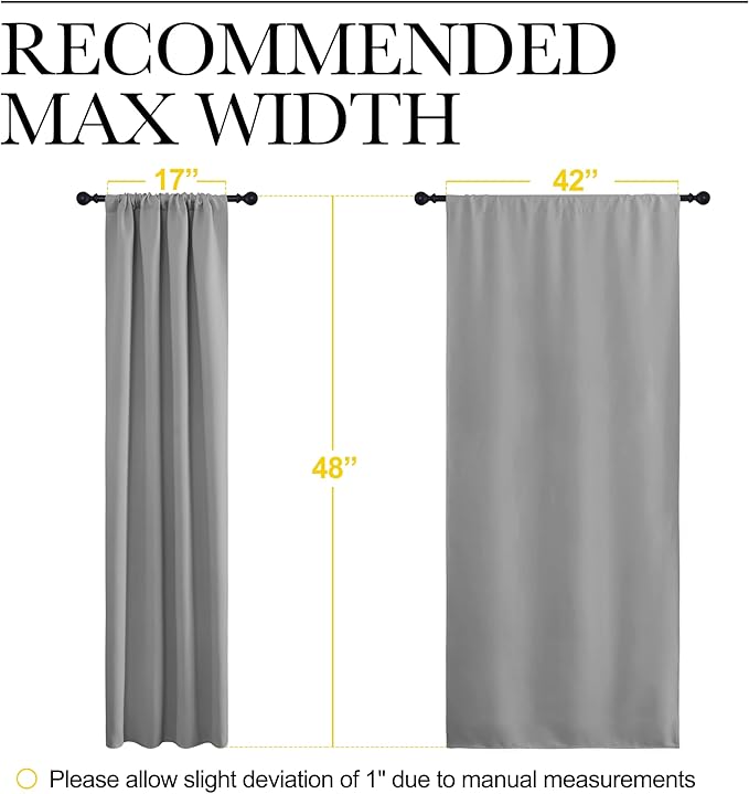 NICETOWN Window Curtains for Bedroom - Home Decoration Thermal Insulated Rod Pocket Blackout Blinds & Drapes for Small Windows (Silver Grey, 2 Panels, W42 x L48 -Inch) - Image 7