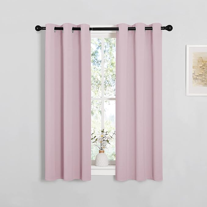 NICETOWN Blackout Curtain Panels for Girls Room, Nursery Essential Thermal Insulated Solid Grommet Top Blackout Drapes (Baby Pink=Lavender Pink, 1 Pair, 29 x 45 Inch) - Image 2