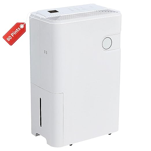 OLIXIS 5,500 Sq. Ft Dehumidifier, 80 Pints Dehumidifier for Basement with Drain Hose, 5L/1.32 Gallon Water Tank Quiet with Humidity Ring, Ideal Whole House Dehumidifiers for Home, Bedroom & Bathroom by OLIXIS