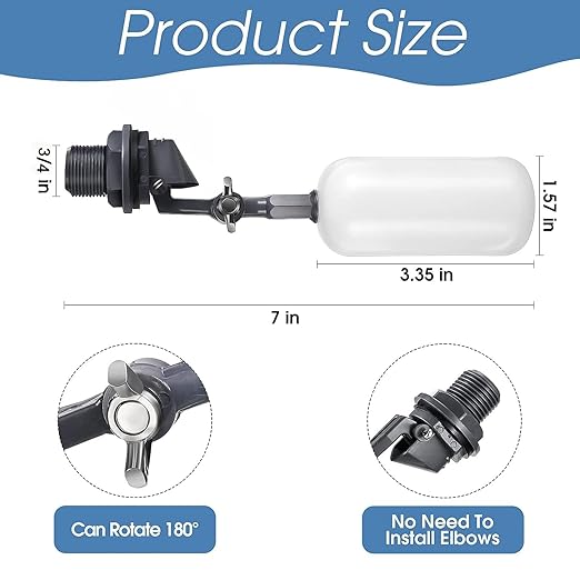 meekoo Float Ball Valve, 1.57 Inch Male Automatic Fill Feed Humidifier Tank Water with Adjustable Arm for Ponds, Livestock Water Trough, Aquariums, Aquaculture, Hydroponics and Reservoir(4 Pack) - Image 3