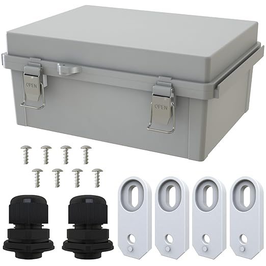 MAKERELE Large Junction Box Waterproof IP67 Plastic Outdoor Electrical Box and 3/4" NPT*2 Enclosure with Mounting Plate Suitable for Various Projects(16.1"*12.2"*7.1") by MAKERELE