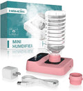Travel Humidifier, Portable Small Humidifier for Plants, Bedroom, Office, Hotel or Car, 5000mAh Battery Operated Mini Cool Mist Humidifiers, Quiet 23dB, Auto-off, Night Light and BPA-Free, Pink by HOMDIS