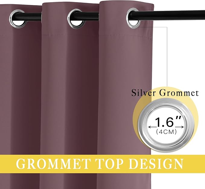 NICETOWN Wide Curtain 84 inch Length for Living Room, Grommet Thermal Insulated Blackout Room Divider Curtain Sound Proof Light Blocking for Patio/French Door (Dry Rose, 1 Panel, W80 x L84) - Image 2