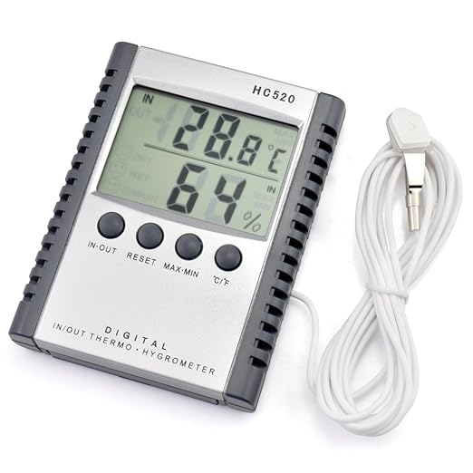 iKKEGOL Digital Indoor Outdoor in/Out Wall Mount Monitor Sensor LCD Temperature Thermometer Hygrometer Humidity Meter with Probe Cable - Image 5