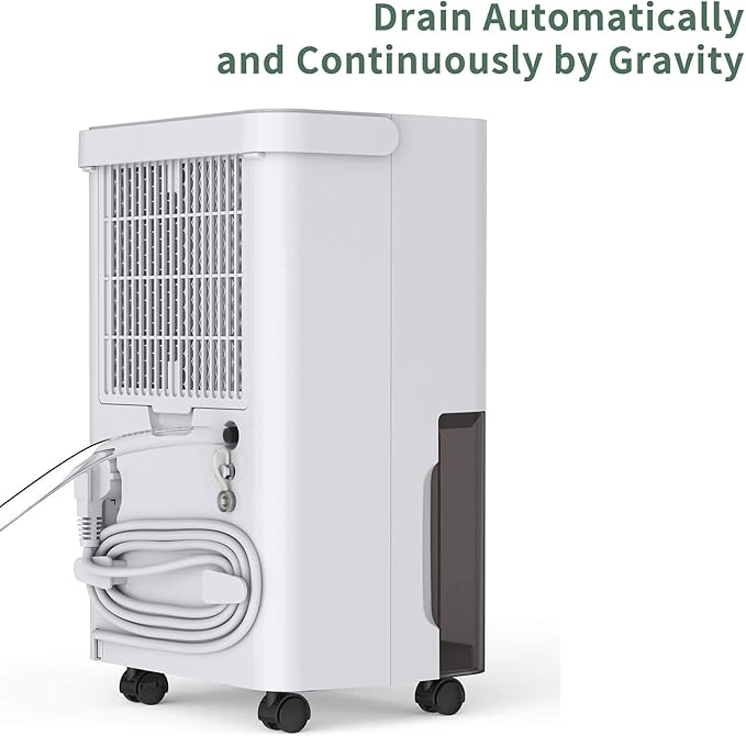 Uhome 30 Pint Dehumidifier - for Basement with Activated Carbon Filter,Ultra Quiet, Humidity Sensor, Auto Shut Off, Continuous Drainage Hose - Ideal Dehumidifiers for Home, 1500 Sq Ft Dehumidifiers - Image 6